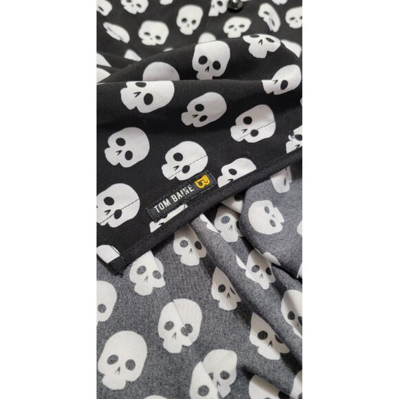 Tom Baine Mens Black Skull Halloween Dressh Shirt Slim Fit Size M 15-15.5 - Picture 5 of 9